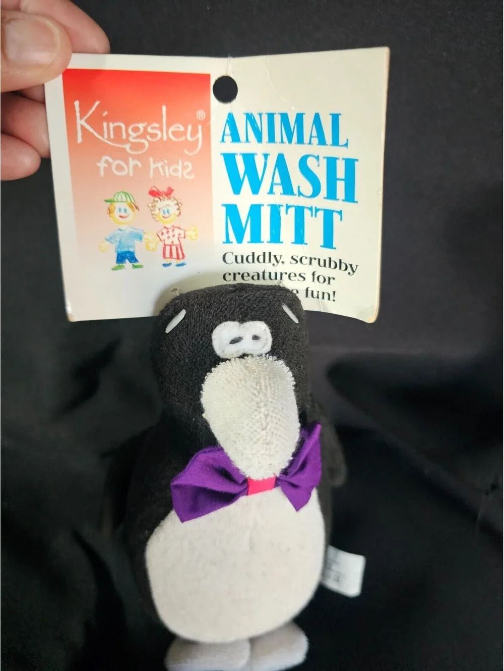 New Vintage Kingsley For Kids Penguin Wash Mitt Toy Scubby Bath Time Fun 8.5